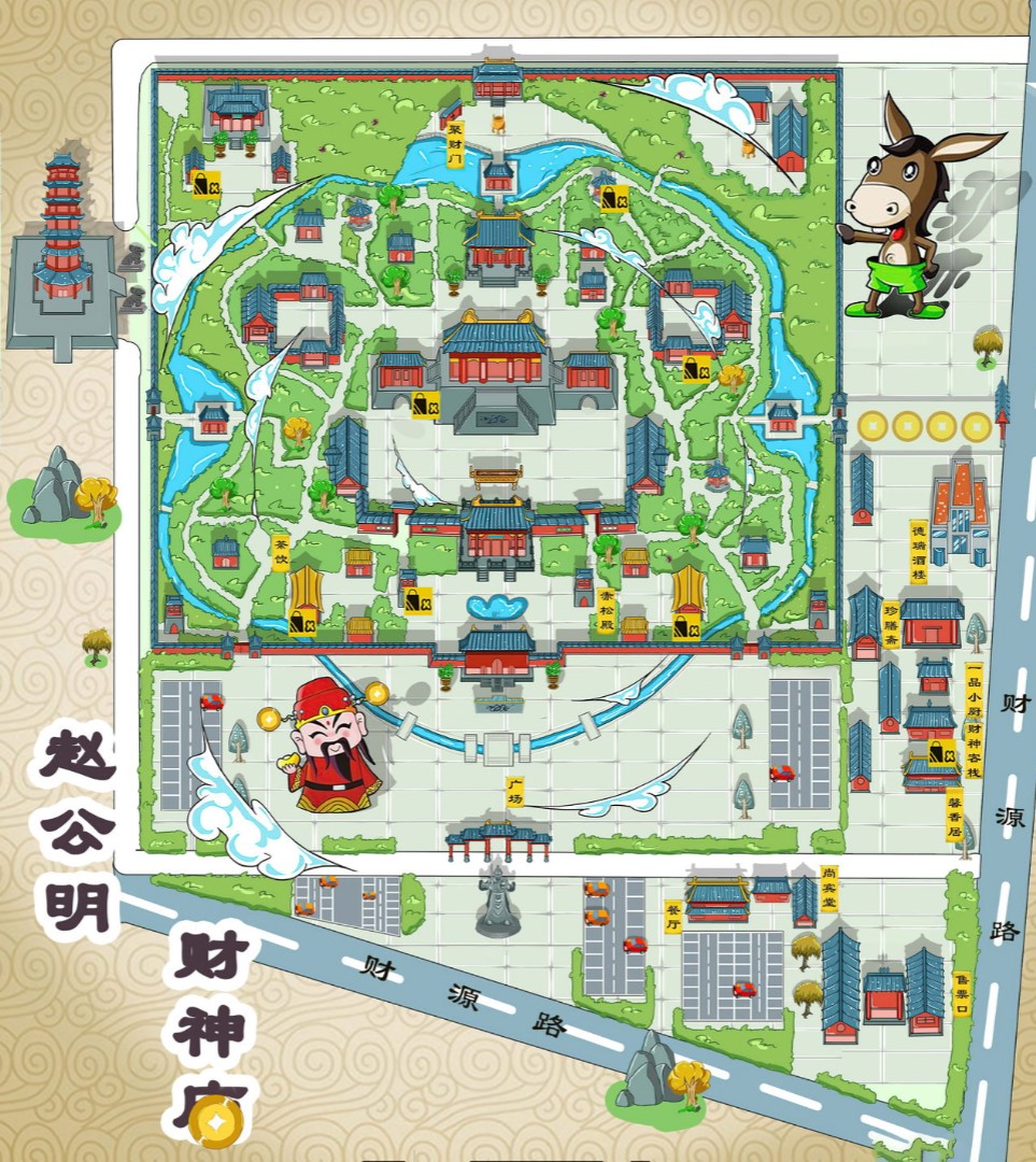 贵港寺庙类手绘地图